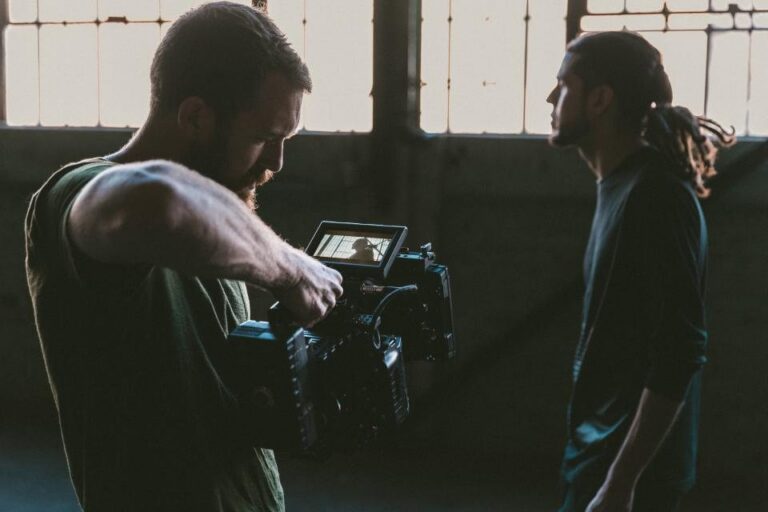 Film crew with camera