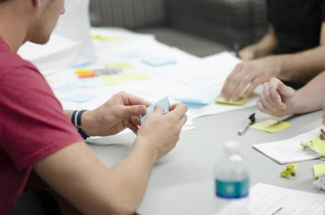 Planning session sticky notes