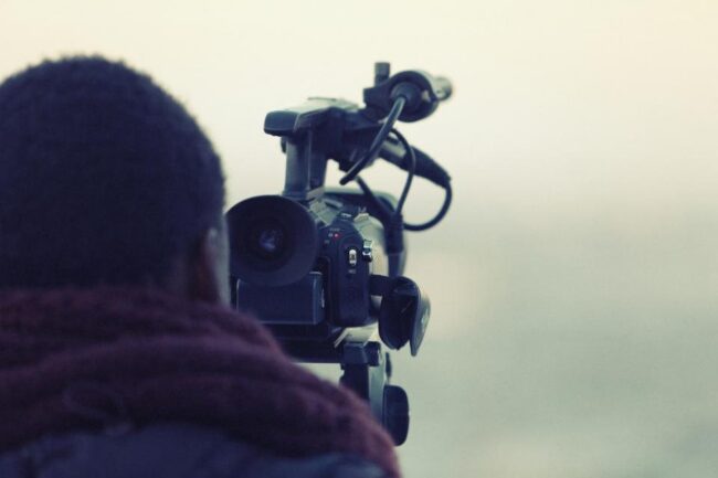 Videographer filming