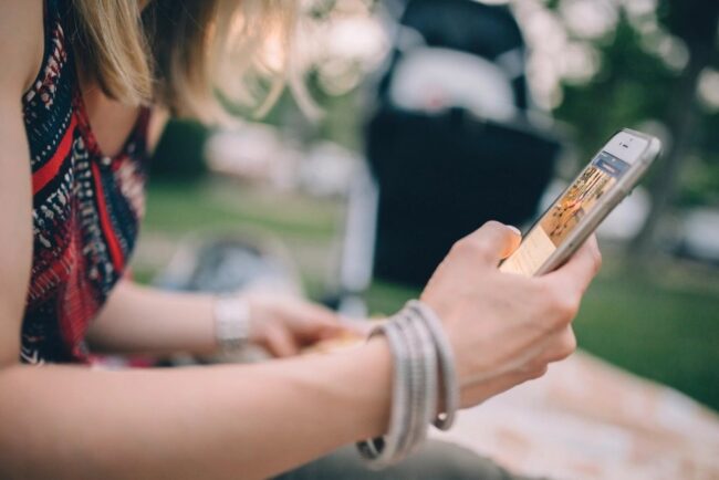 Woman using smartphone